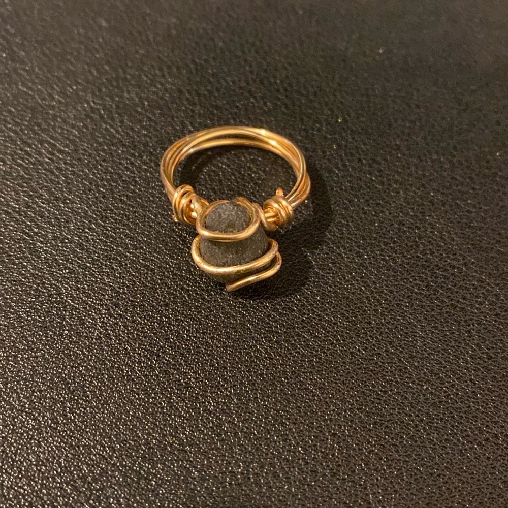 Wire-Wrapped Chalcedony (?) Ring - image 1